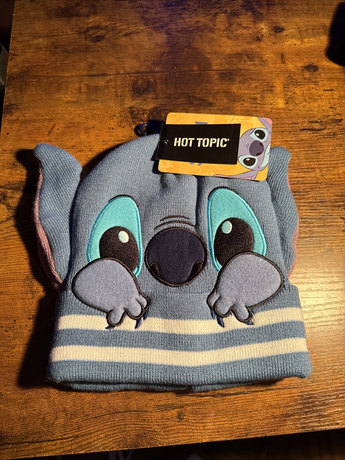 Disney Stitch Beanie Knit Hat Blue 3D Ears Embroidery One Size Concept One New