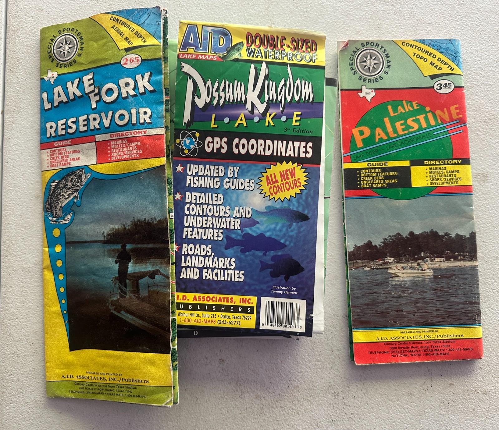 VINTAGE TEXAS Lakes Fishing Guides Aerial Maps Palestine FORK Possum Kingdom