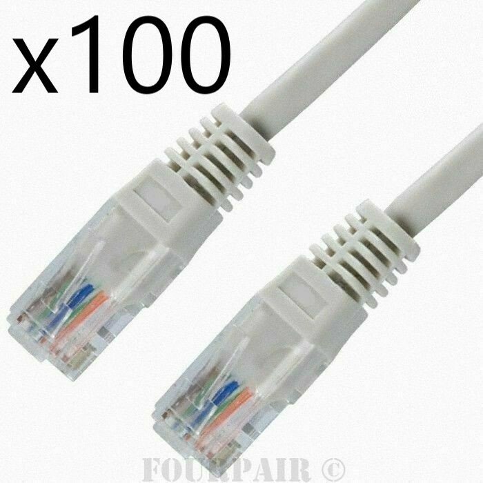 100 Pack Lot - 3ft CAT5e Ethernet Network LAN Router Patch Cable Cord Wire Gray