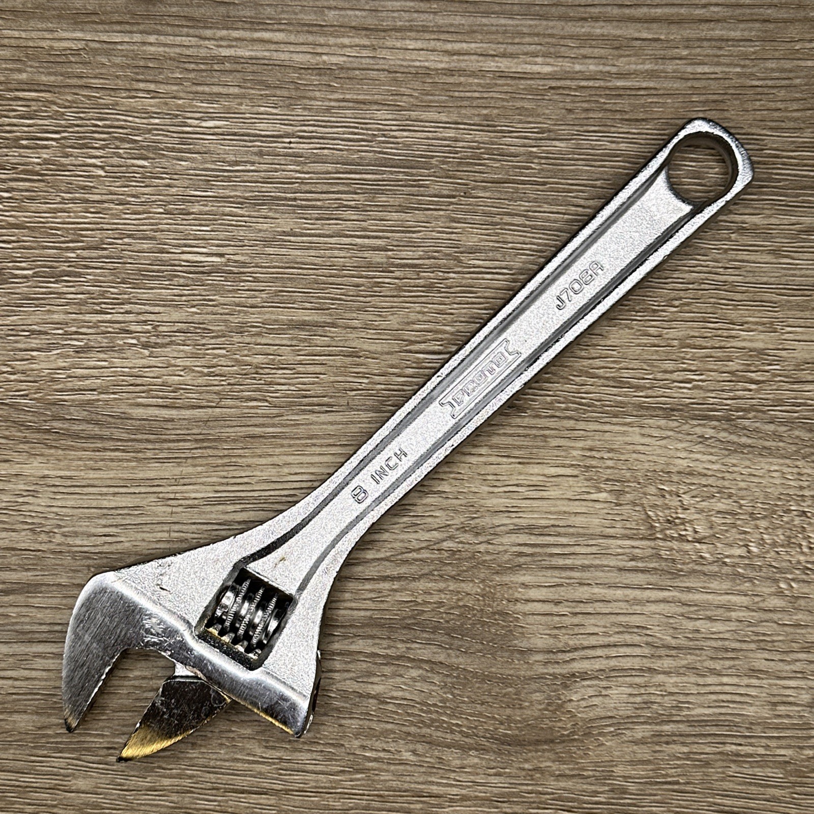 PROTO J708A  Adjustable Wrench: , Chrome, 8 in Overall