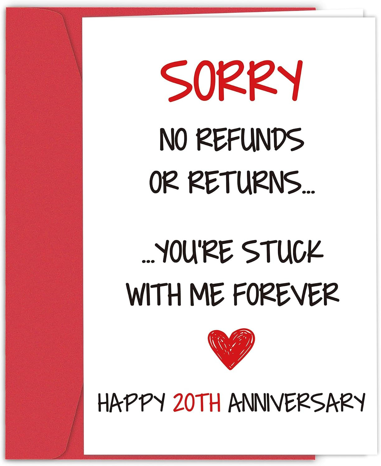 Funny 20th Anniversary Cards Gift for Wife Husband, 20th Happy Anniversary Cards