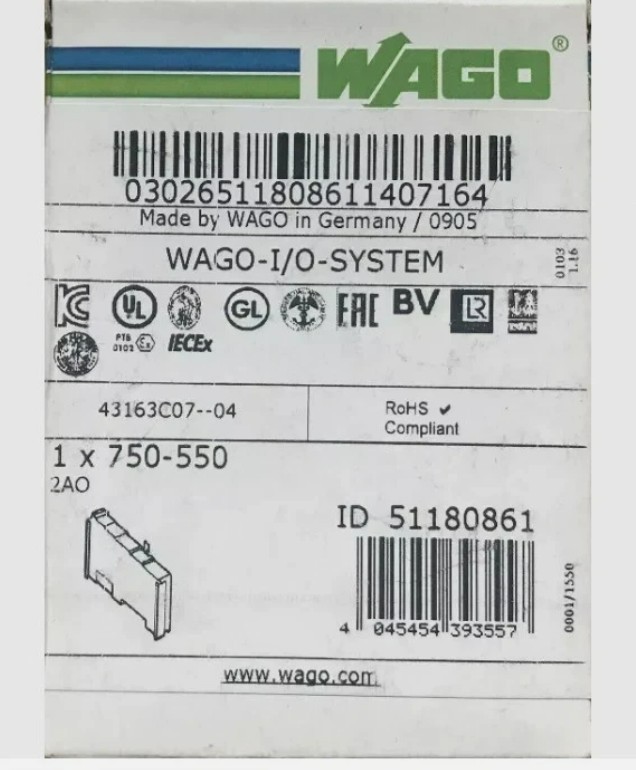 1PCS NEW WAGO 750550 2-Channel Analog Output Module 750-550
