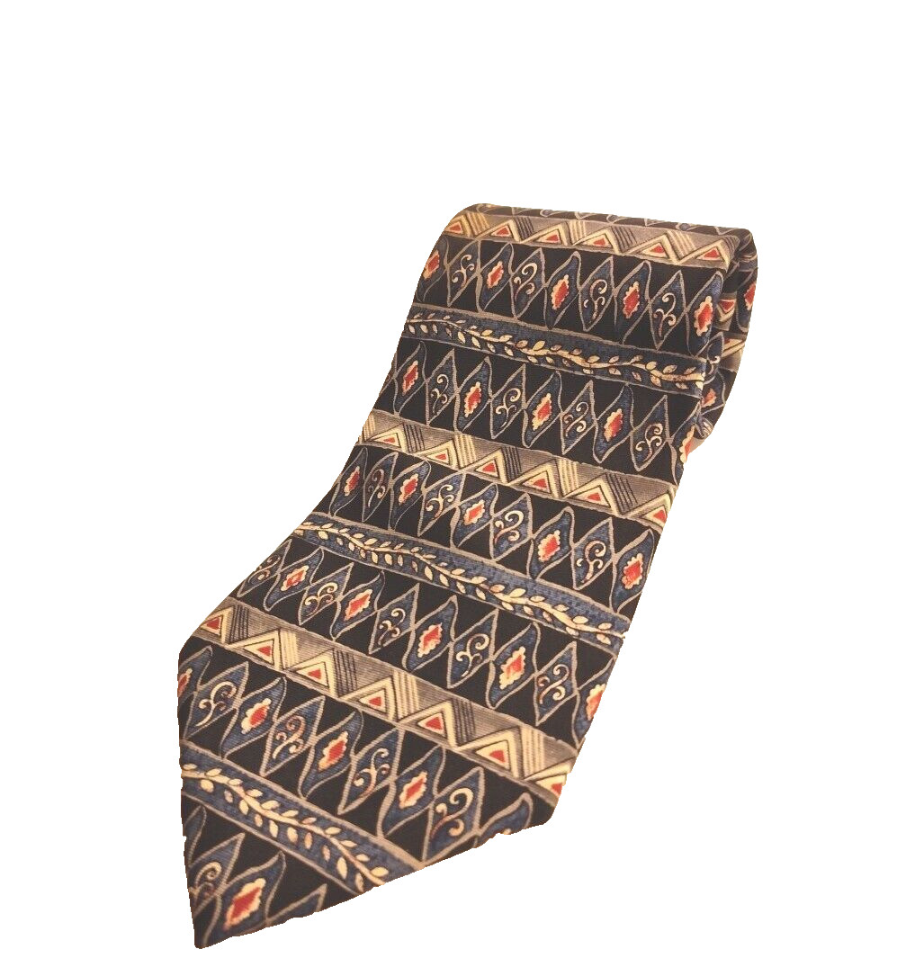 Christian Dior Cravate Silk Tie Geometric Multicolor 58”x3” Made in Canada Vinta