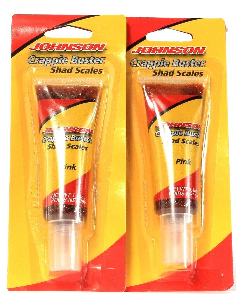 2 Ct Johnson 1.1 Oz Crappie Buster Pink Shad Scent Scales Reflective Attract Gel