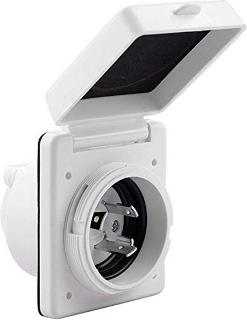 RVGUARD 125V 30 Amp RV Power Inlet, White, Twist Locking,  Assorted Sizes