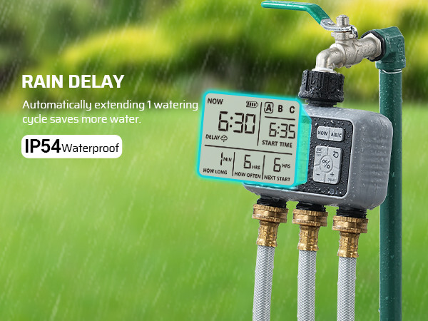 DEWENWILS Sprinkler Timer 3 Zone, Programmable Water Timer，Hose Faucet Timer