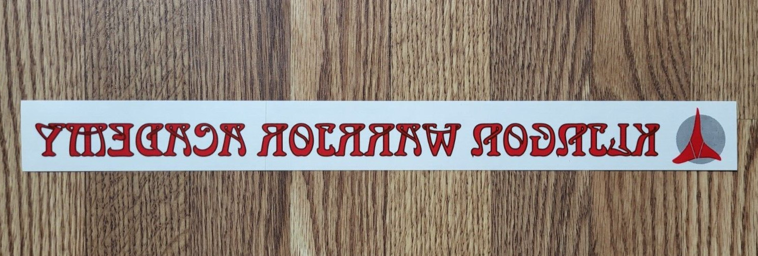 Star Trek Klingon Warrior Academy Window Sticker. inside car window.