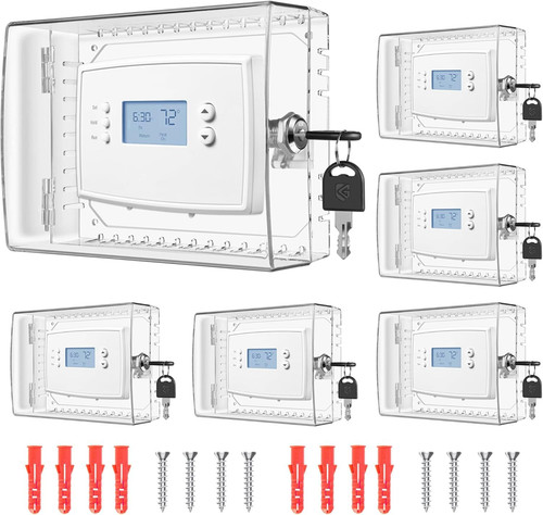 6 PCS Thermostat Lock Box with Key, Large Cover for...