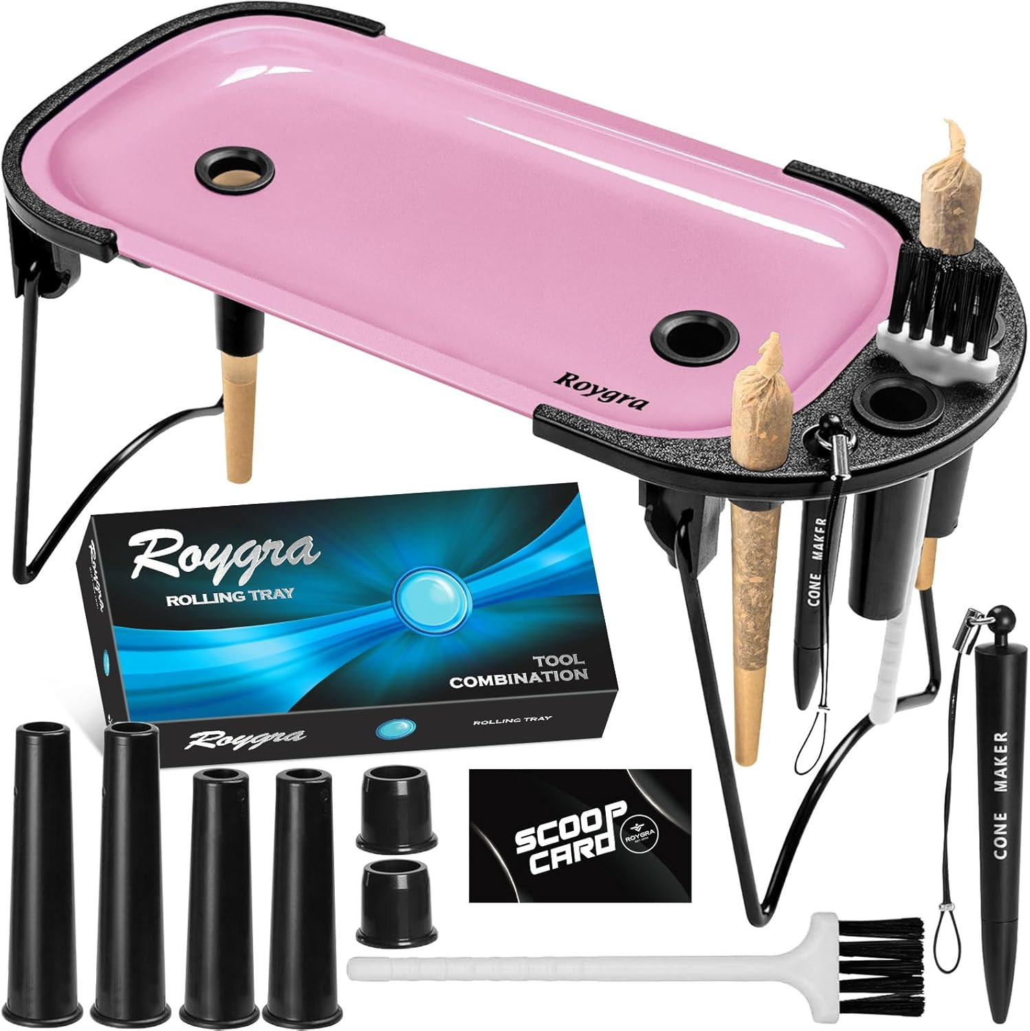 Foldable Rolling Tray Set with Cone Loader Cone Filler Roller - Pre Roll
