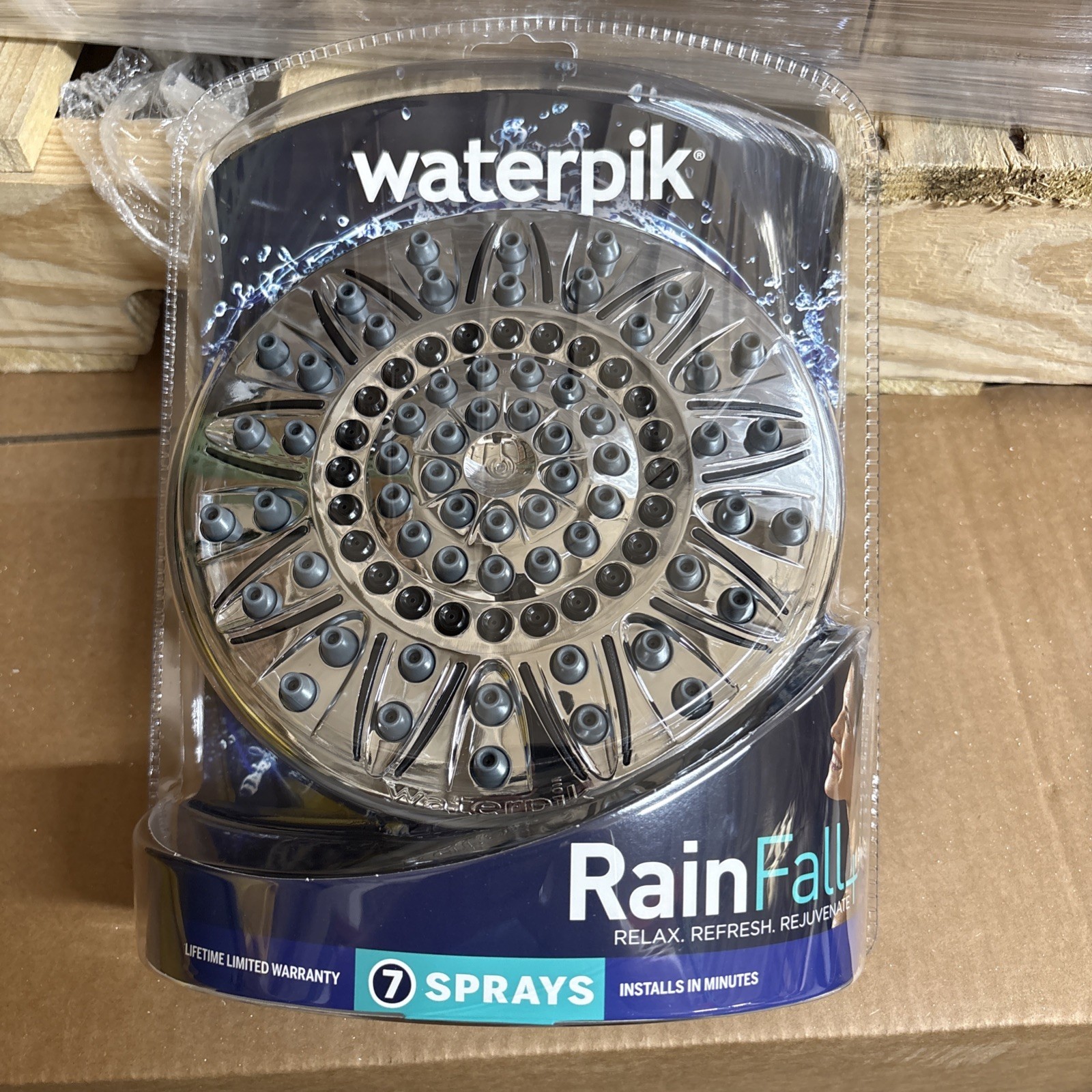 Waterpik Chrome 7 Mode RainFall+ Rain Shower Head. Shower Head