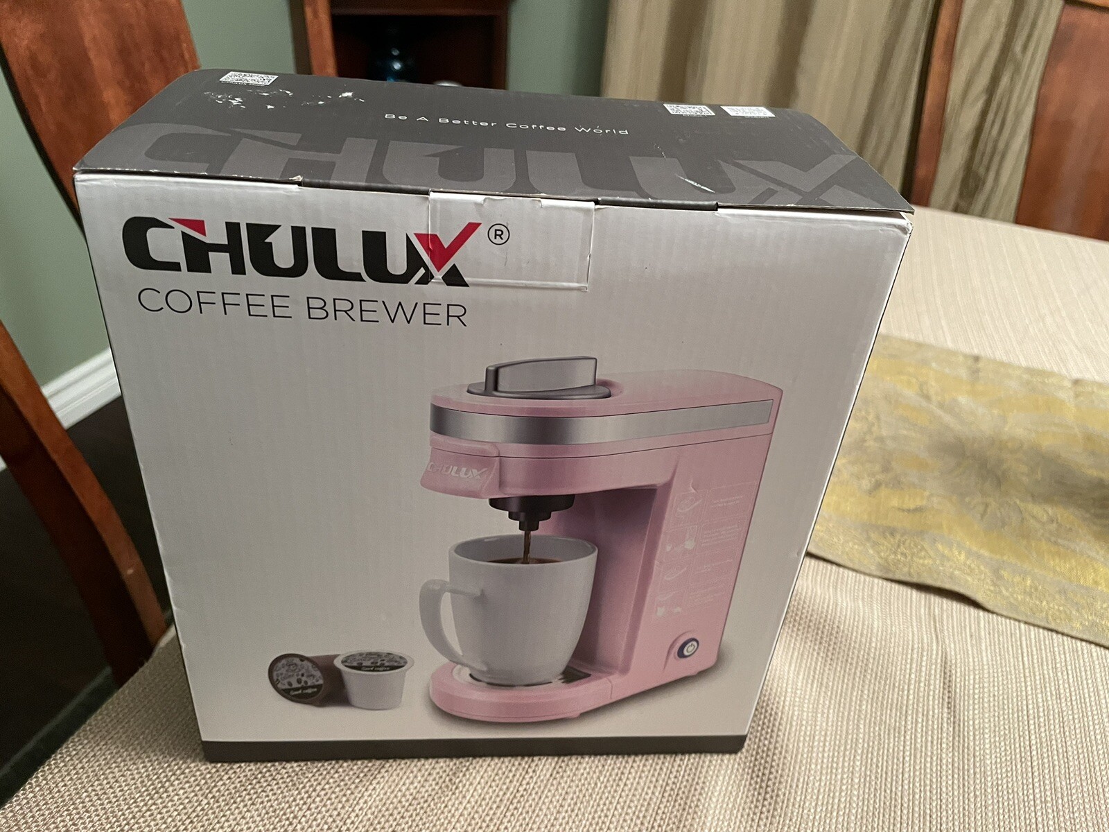 CHULUX Single Serve Coffee Maker Brewer Pink - Uses K-Cup - Open Box NEW