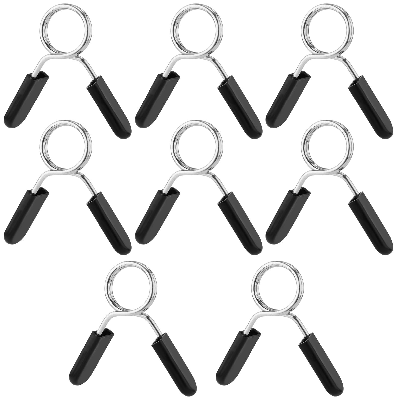 PEUTIER 8pcs 1 Inch Barbell Clamps, Stainless Steel Spring Medium, black