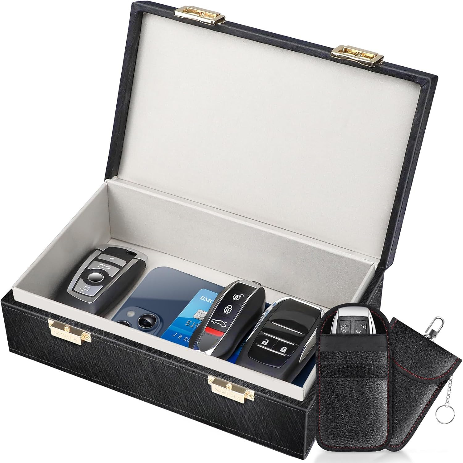 Faraday Box & 2 Pack Faraday Bag, 8.42" X5.19" X 2.76" Faraday Key Fob Protector