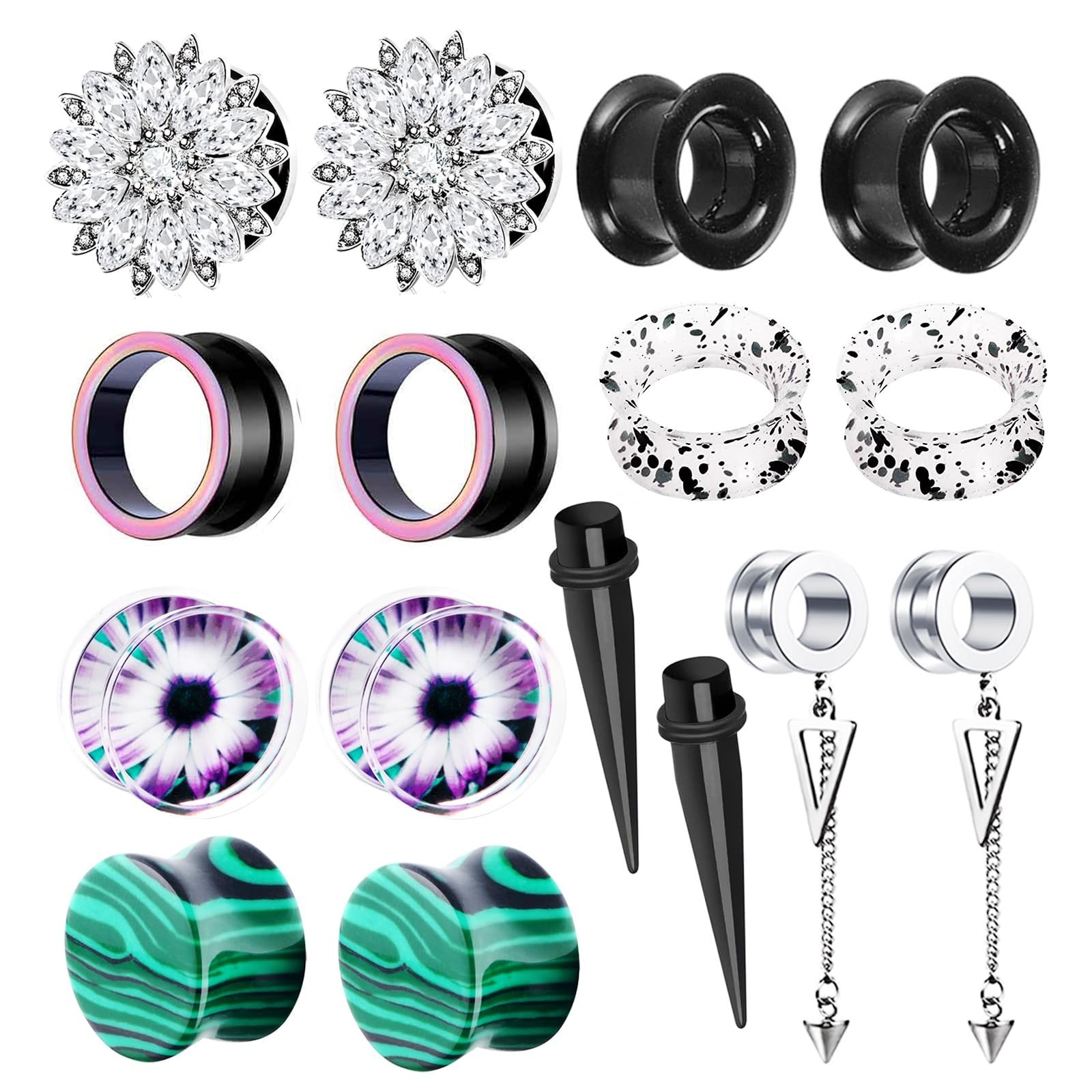 TIANCI FBYJS 8 Pairs Stainless Steel Ear Tunnels and Plugs Silicone Gauges Fo...