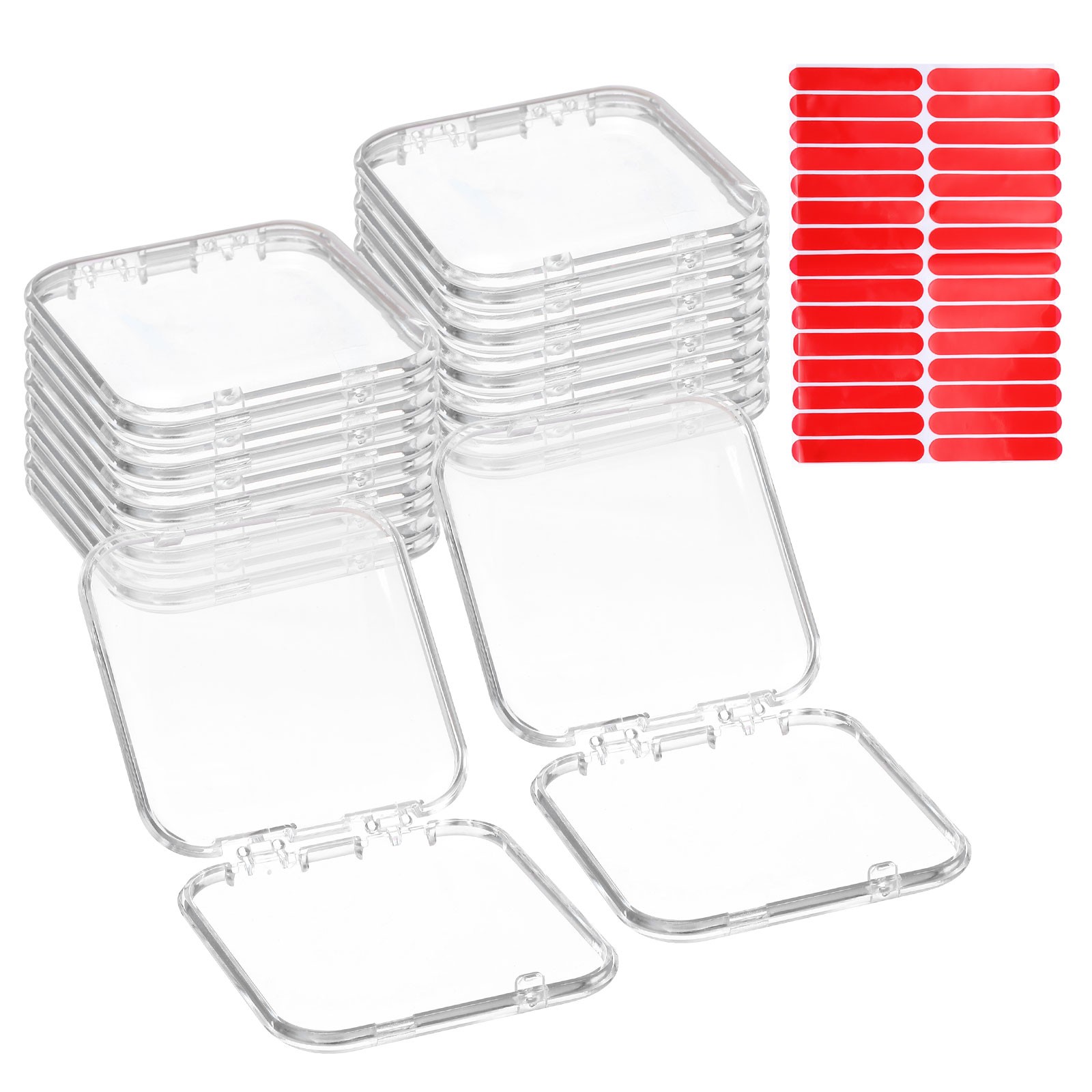 12 Pcs Press on Nail Storage Box with 30 Pcs Adhesive Tape, Clear