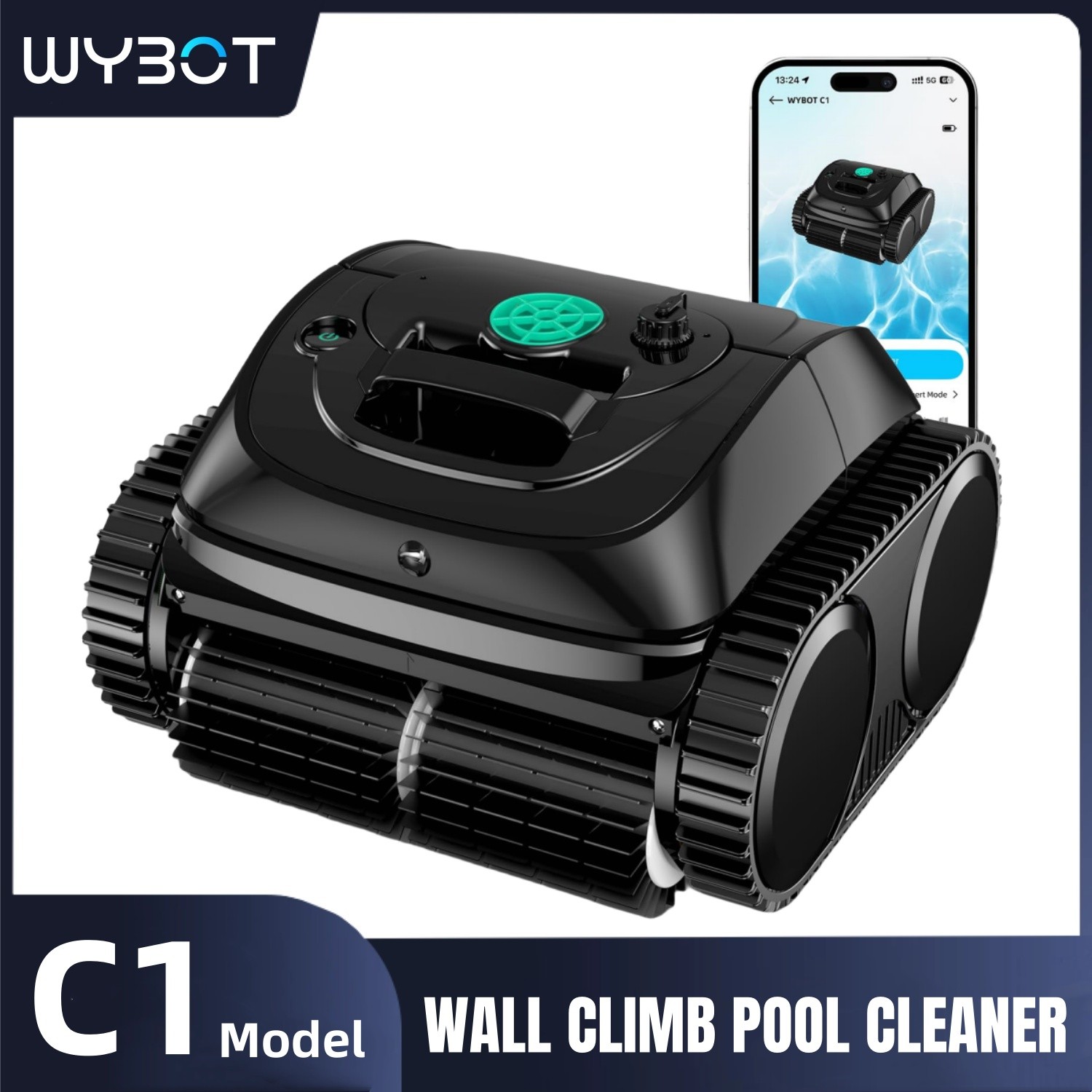 WYBOT C1 Robotic Pool Vacuum for Inground, Wall Climbing Cordless Pool Cleaner