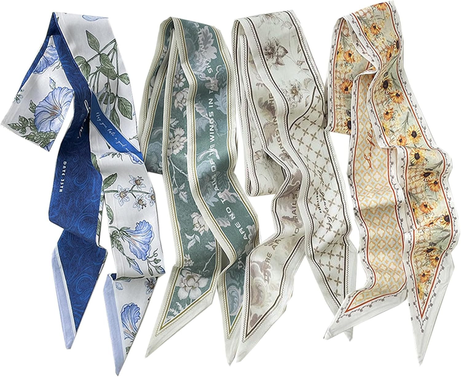 4 Packs Purse Scarf for Handbags Silk Head Handle Ribbon Scarfs for Hair Fashion