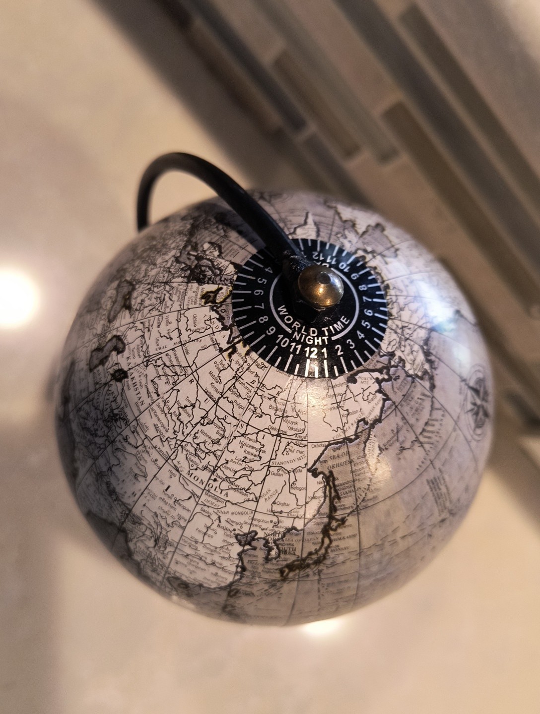Desktop World Map Rotating Globe With Wooden Base 7" India