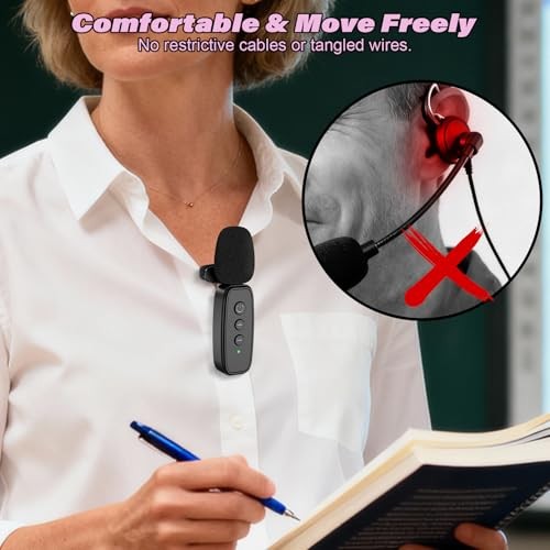 Wireless Voice Amplifier with Lavalier Microphone, Portable Rechargeable Black