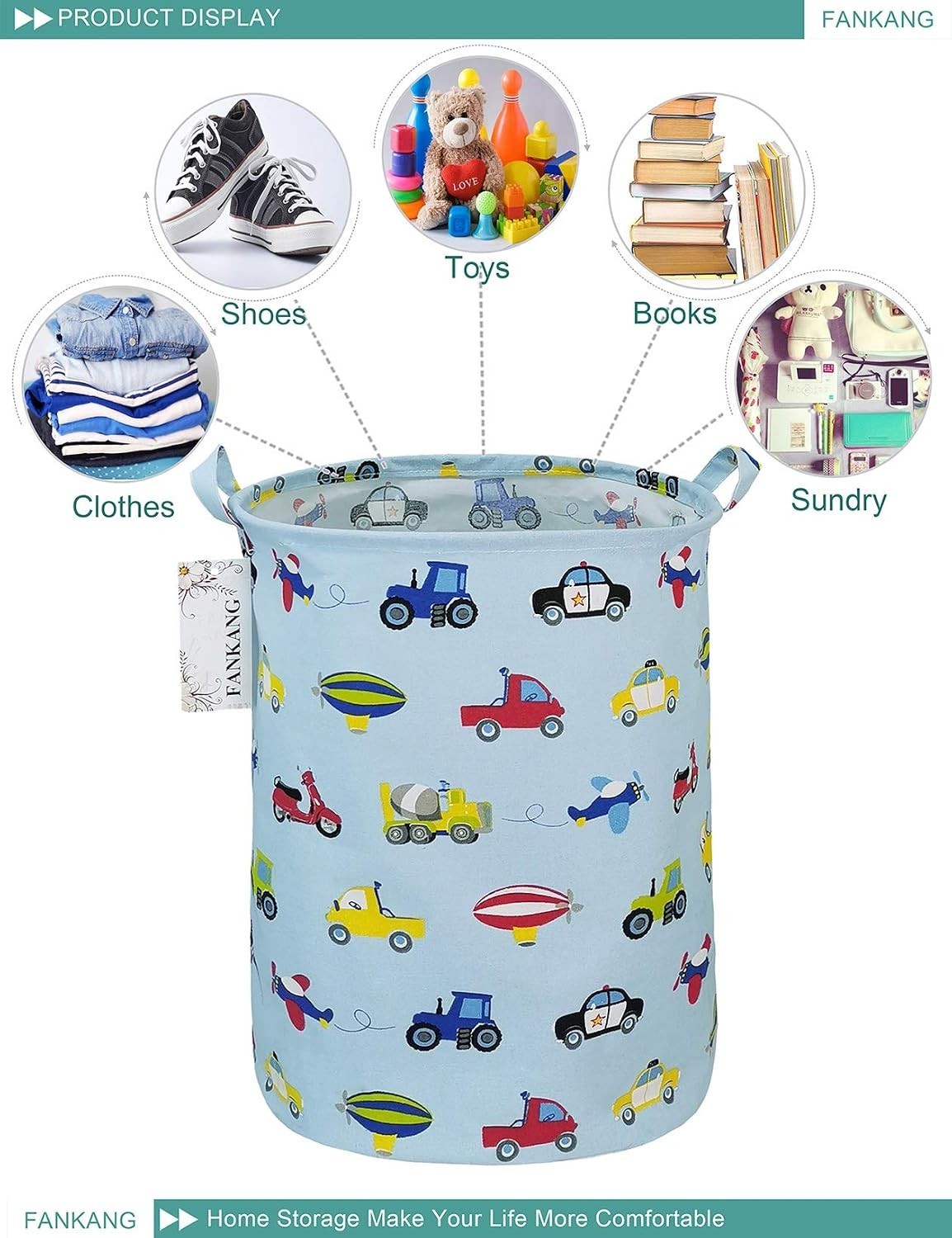 Storage Bin Foldable Nursery Organizer Basket Car | Foldable with Waterproof ...