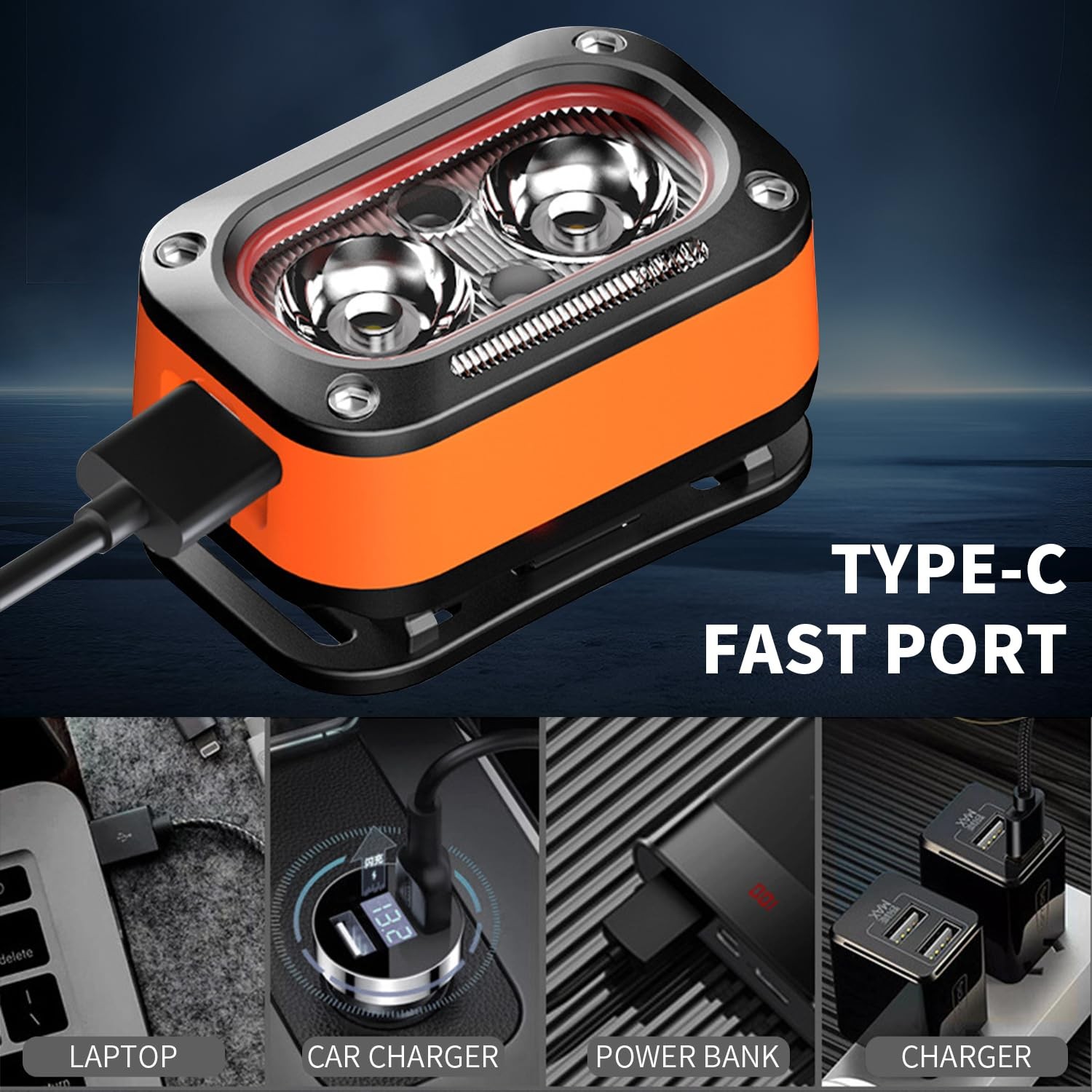 Hands-Free Smart Headlamp with Wave Sensor, Running Lights, 5 Modes, IPX4 Wat...