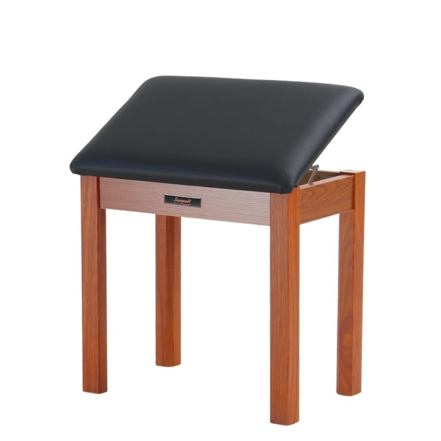 Sanpuli Solid Wood Piano Bench with Storage, Piano Stool and Padded Cushion, ...