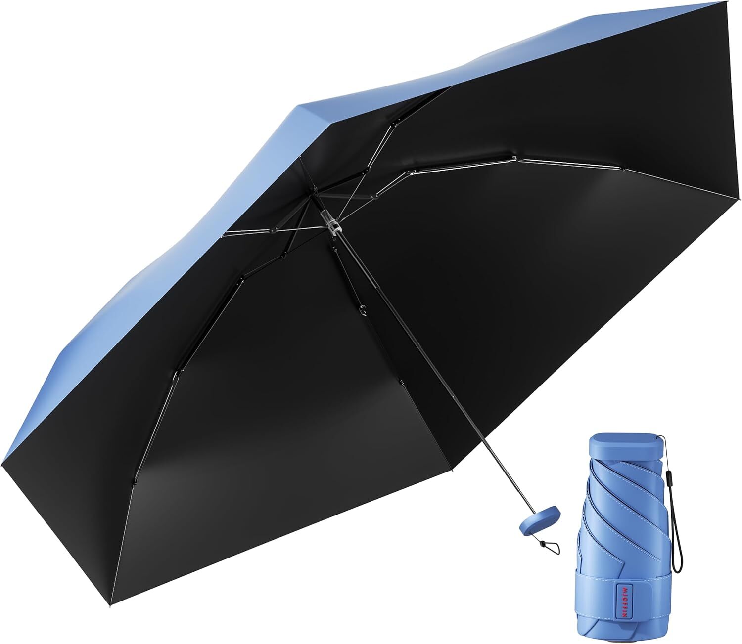 Travel Mini Compact Umbrella With Purse，Small Sun UV Navy Blue