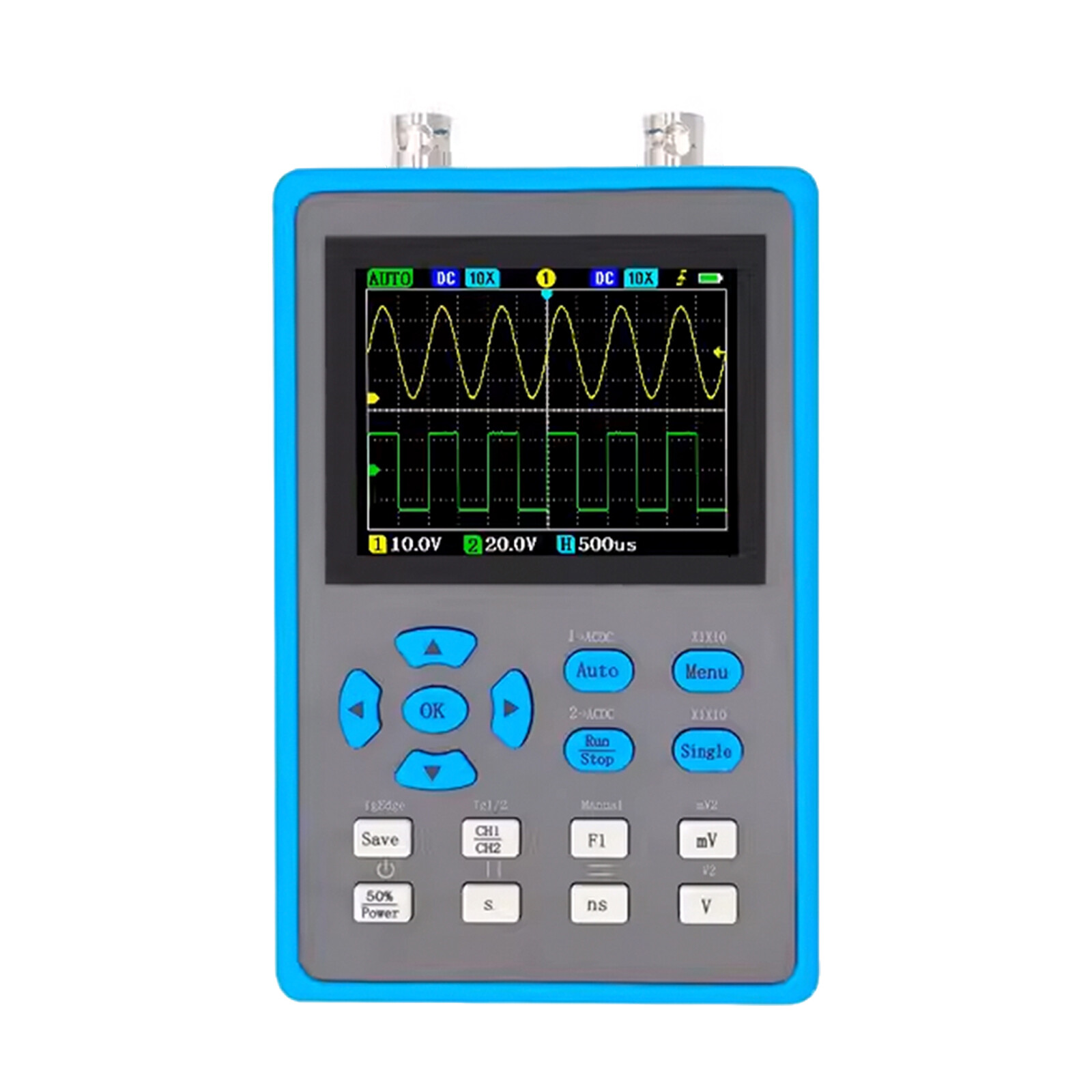 Handheld 2 Channel LCD Oscilloscope 120M Bandwidth 500Ms Sampling Rate DSO2512G