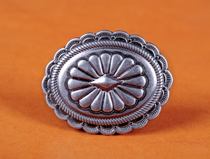 6PC 48*38MM Western Equestrian Cowboy Decor Oval Santa Fe Silver Diamond Conchos