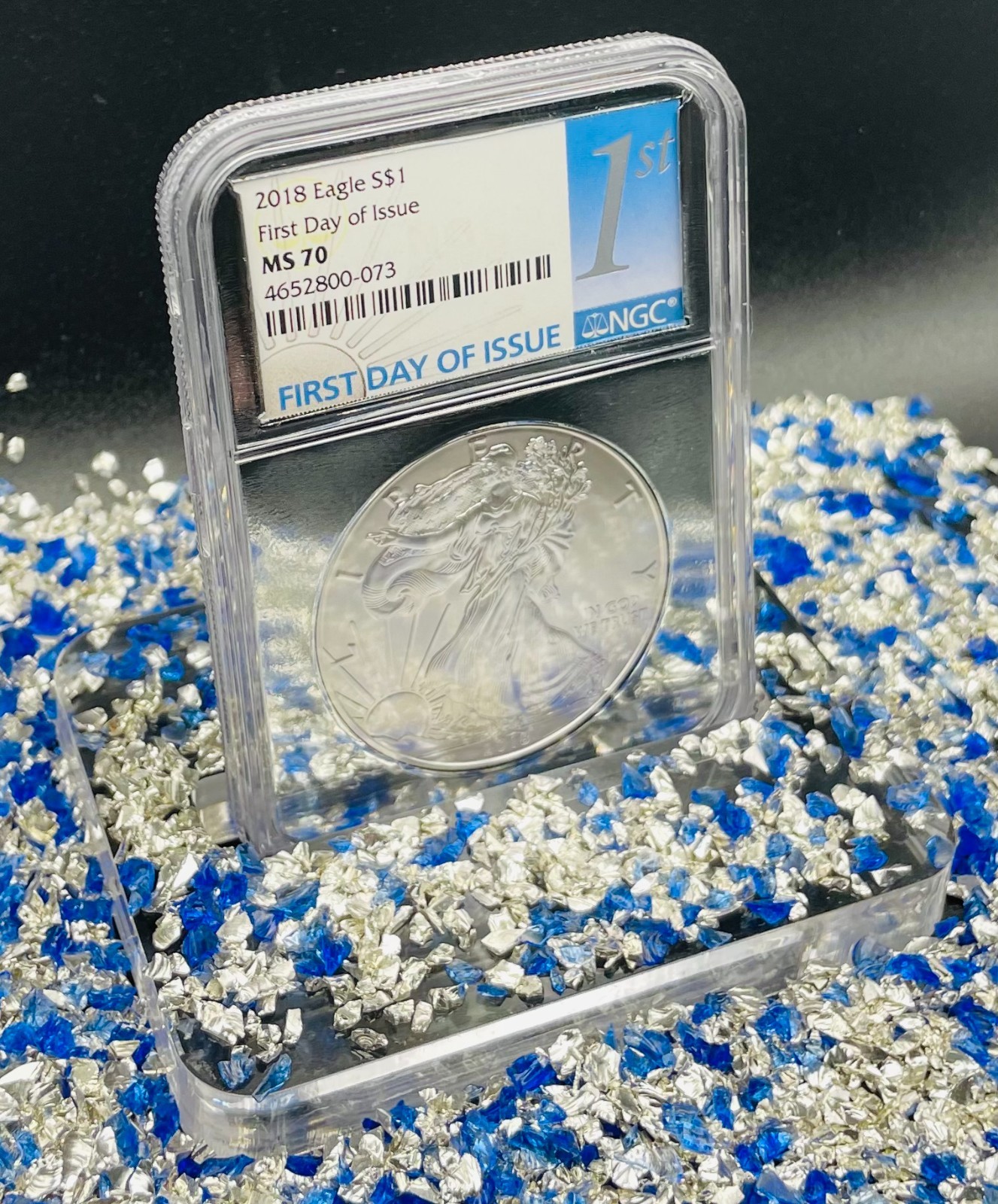 2018 $1 Silver Eagle First Day of Issue NGC MS70 Rare Chrome Foil Core Spotless!