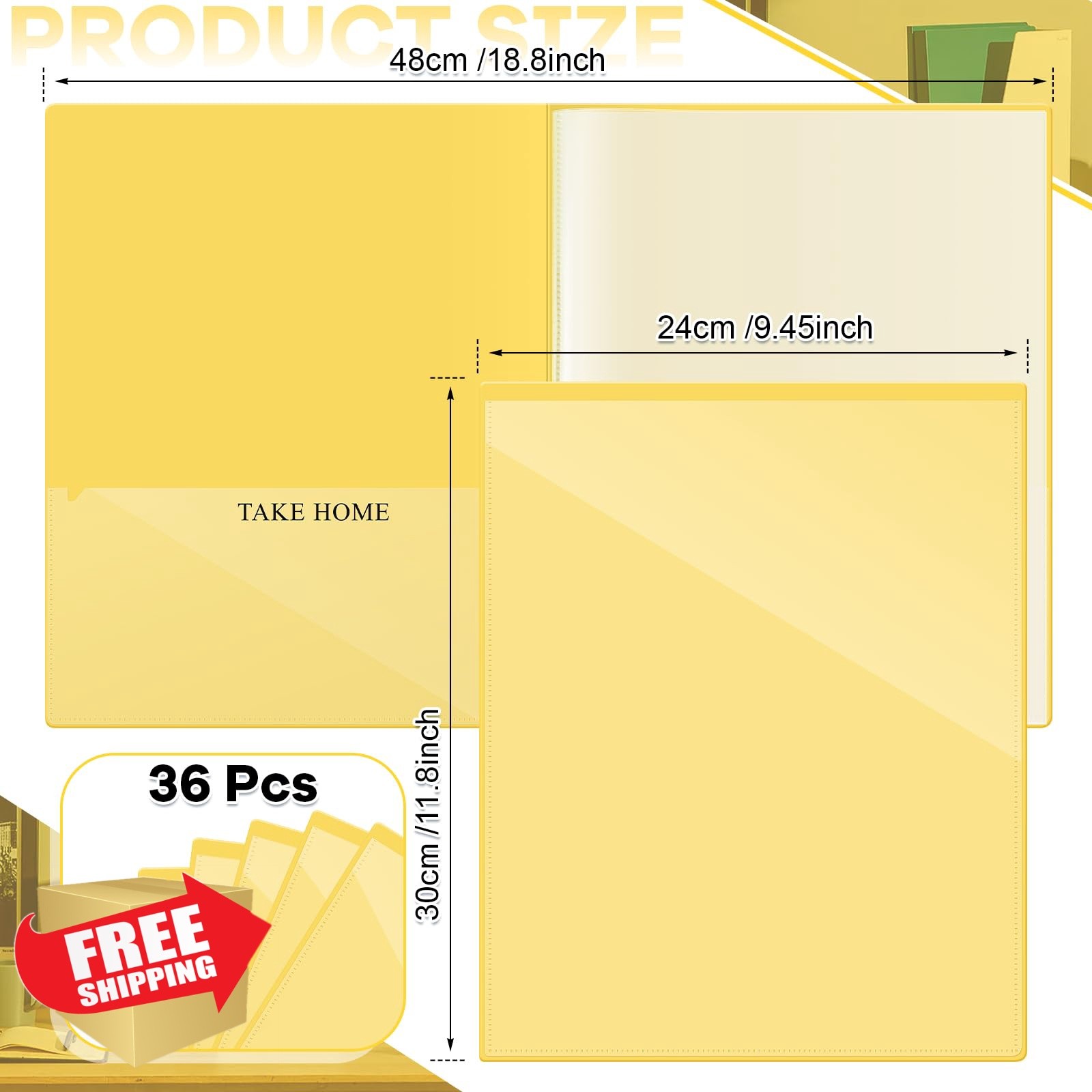 Henoyso 36 Yellow Pocket Folders