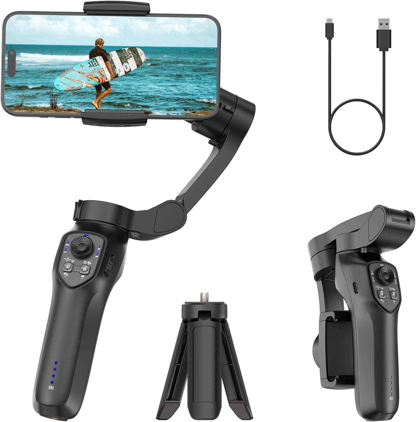 Mobile 8 Gimbal Stabilizer for Phone, Native Tracking with Audio & Light...