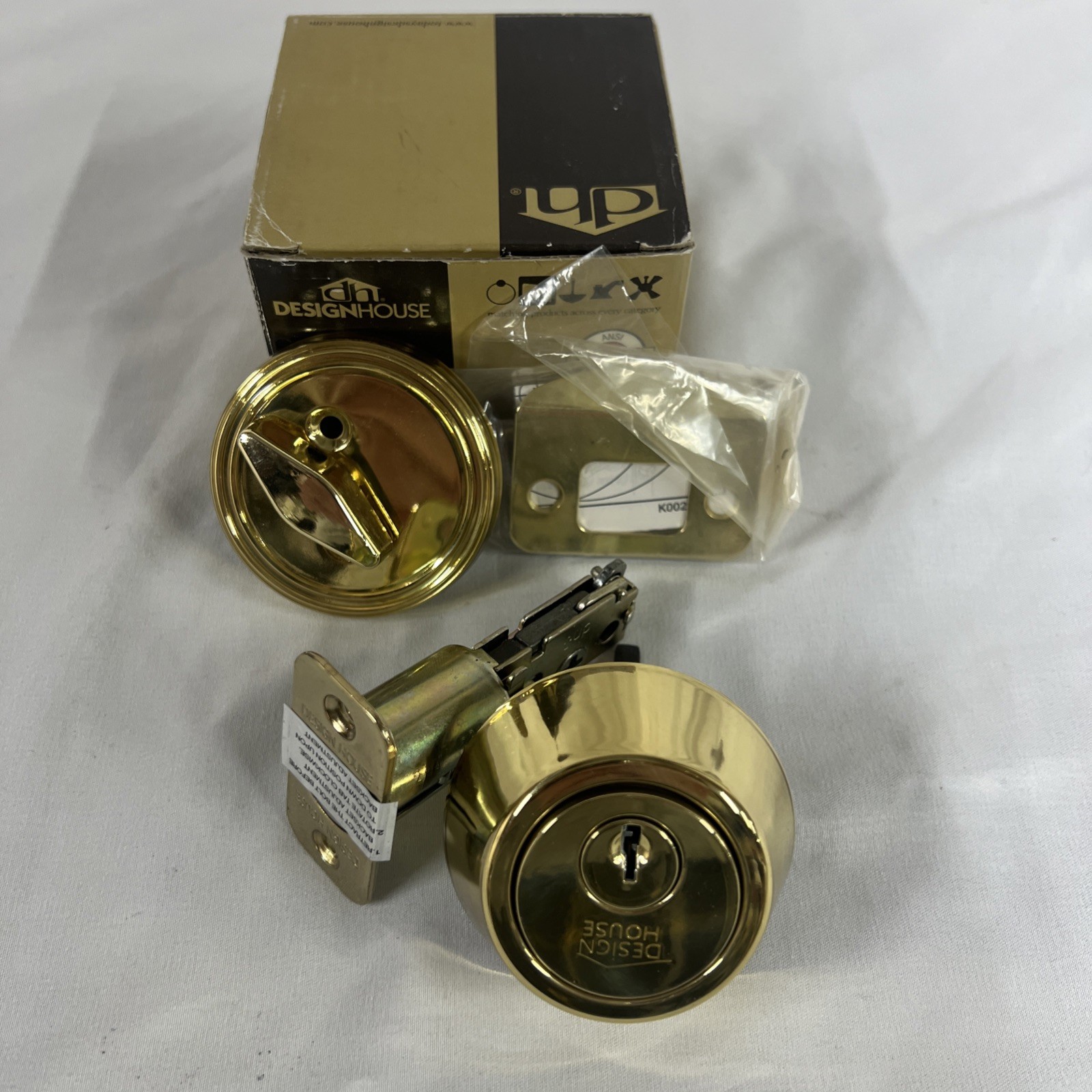 Design House Brass Single Cylinder Deadbolt in Polished Brass/Silver