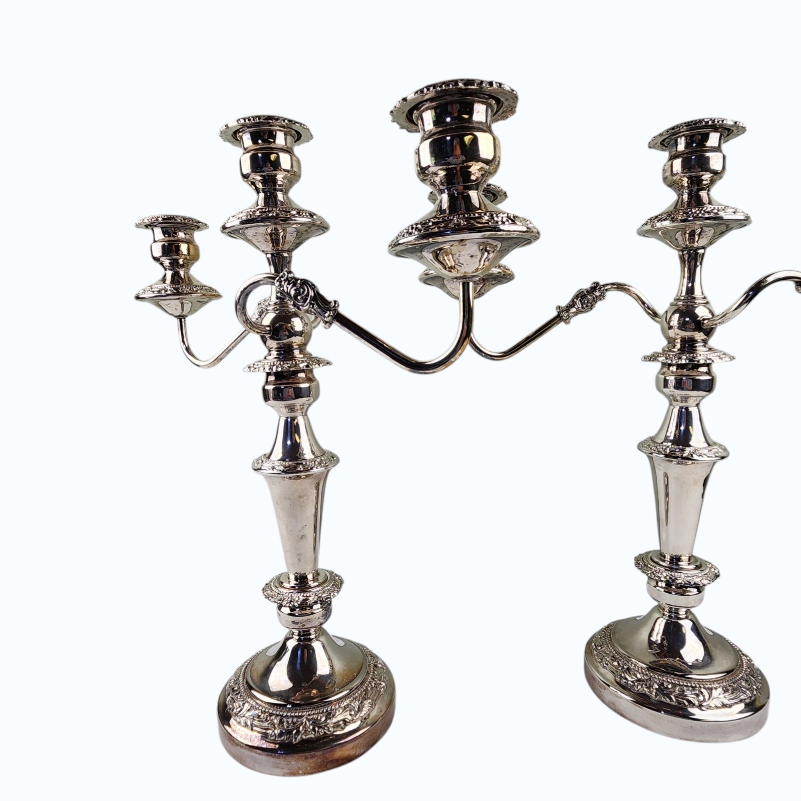 Pr Vtg Silverplate 3‑Light Candelabra Gorham Silver Co Convertible Elegant Decor