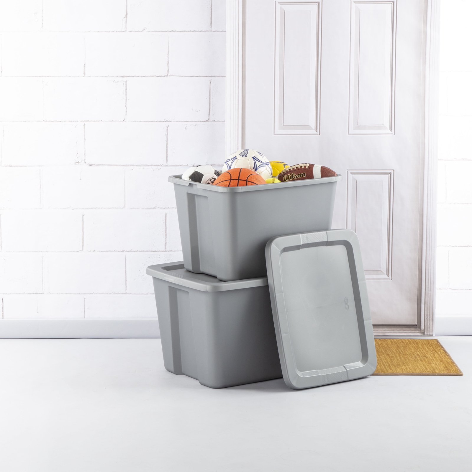 18 Gallon Plastic Storage Container with Snap-On Lid, Gray