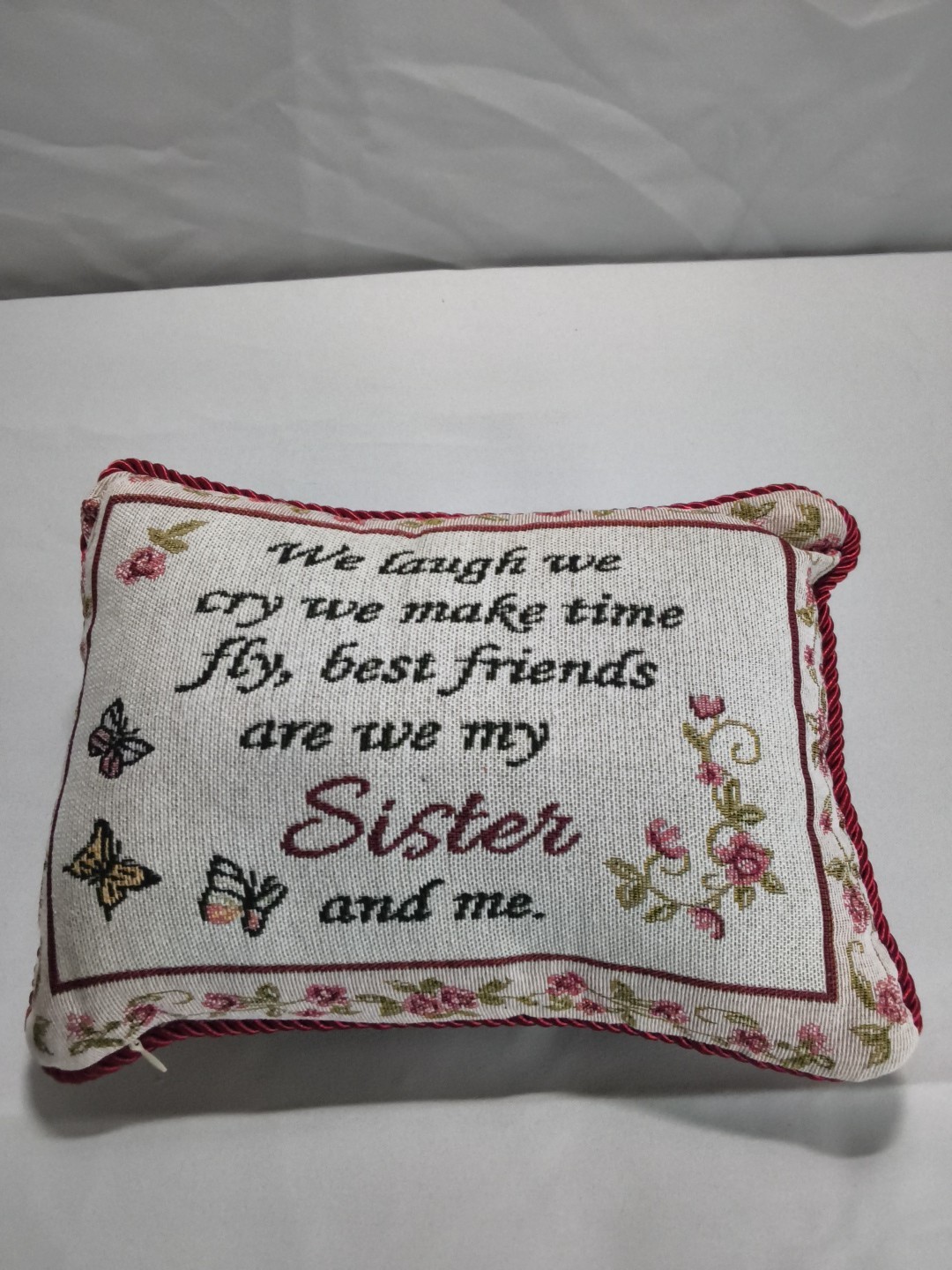New rectangle pillow We Laugh We Cry We make Time Fly Best Friends  SISTER