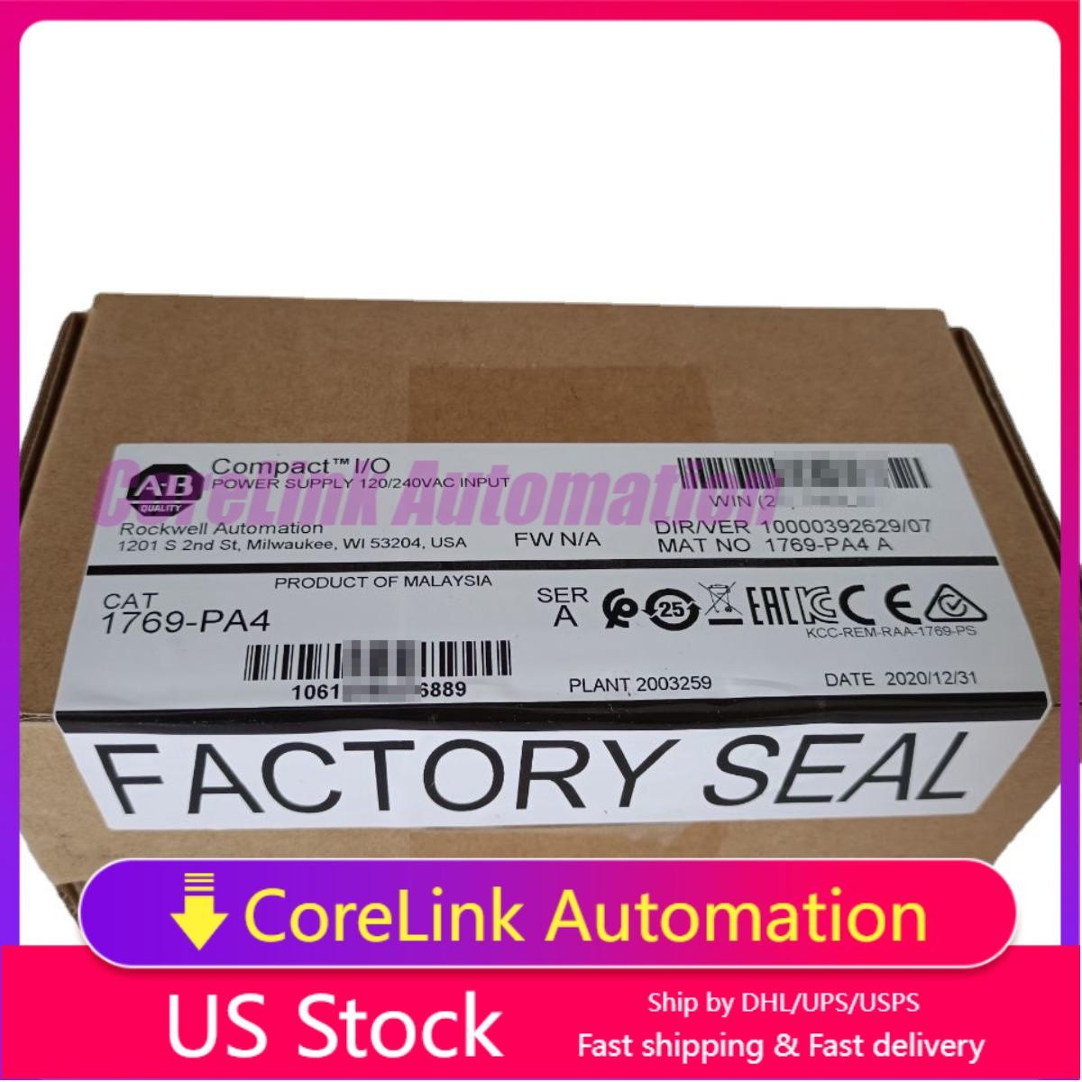 1 PCS New Factory Sealed AB 1769-PA4 /A CompactLogix Power Supply 1769PA4 In US