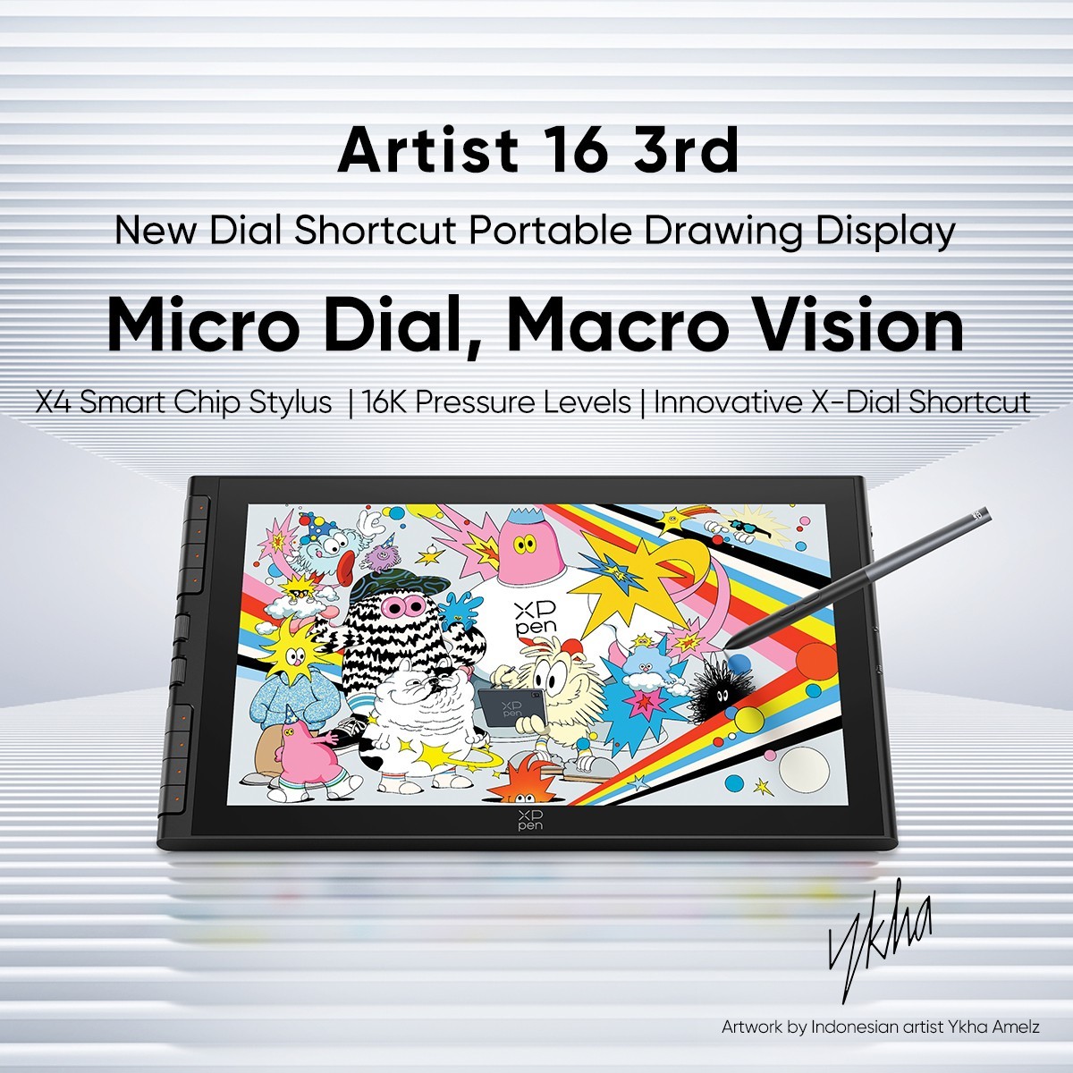 XPPen Artist 16 3rd 15.4 inch Drawing Tablet X4 Stylus  2 Dial Full Lamination