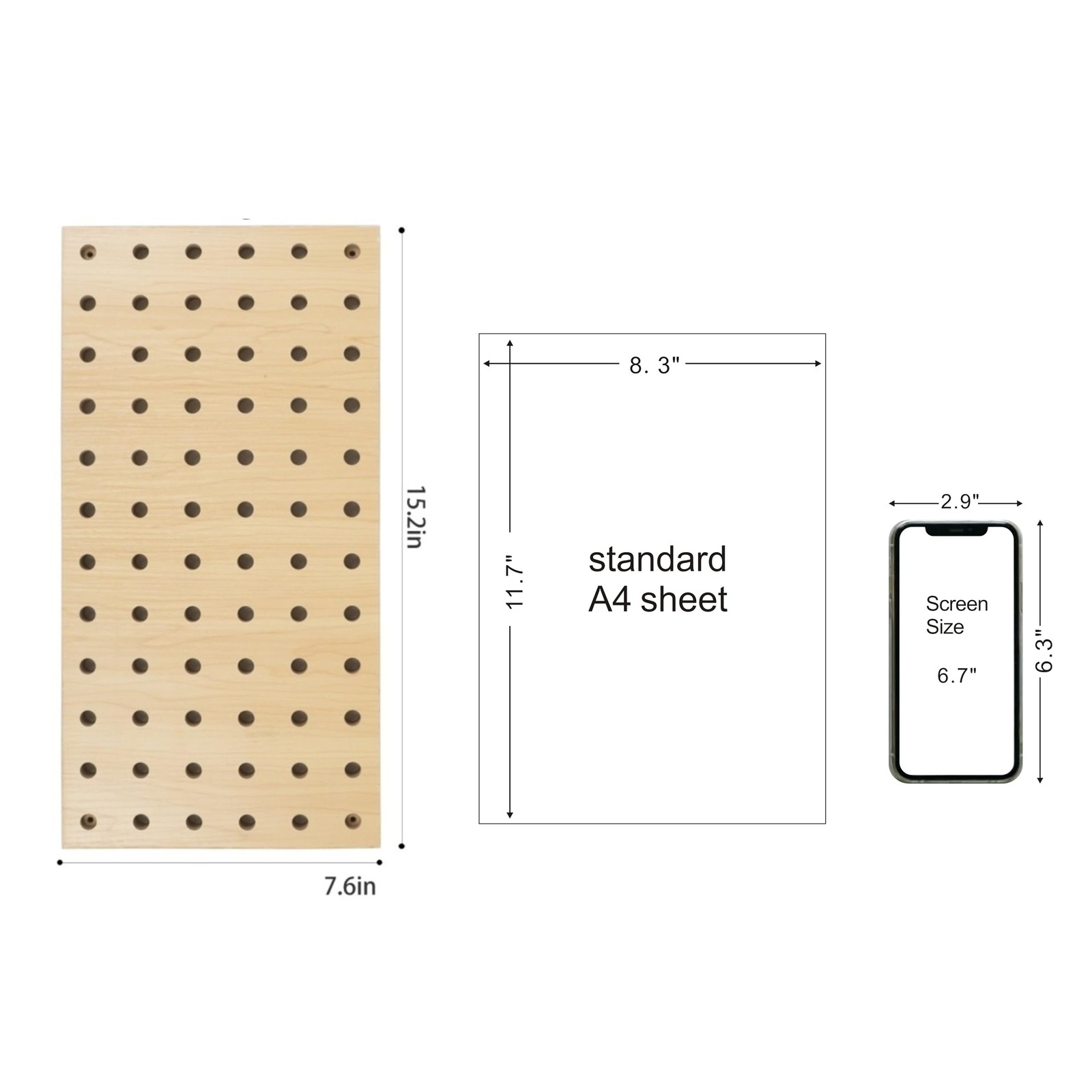 2 Pack Beige Wooden Pegboard Modular Wall Organizer Includes Hooks & Shelf