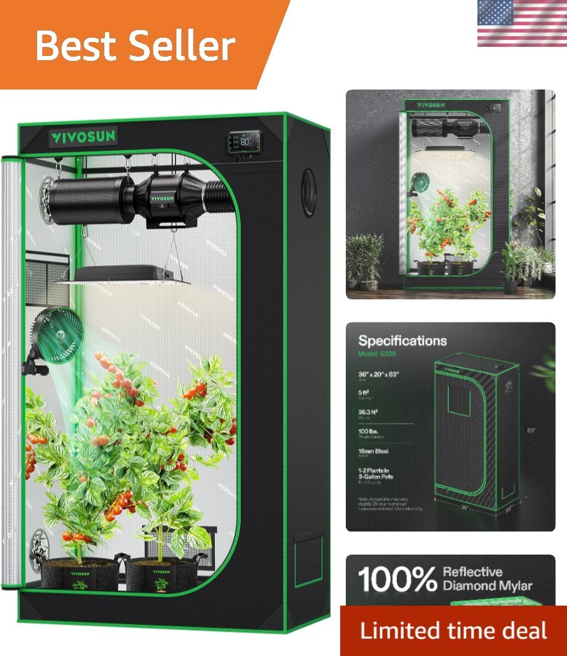 Brand New Grow Tent 36"x20"x63" Black