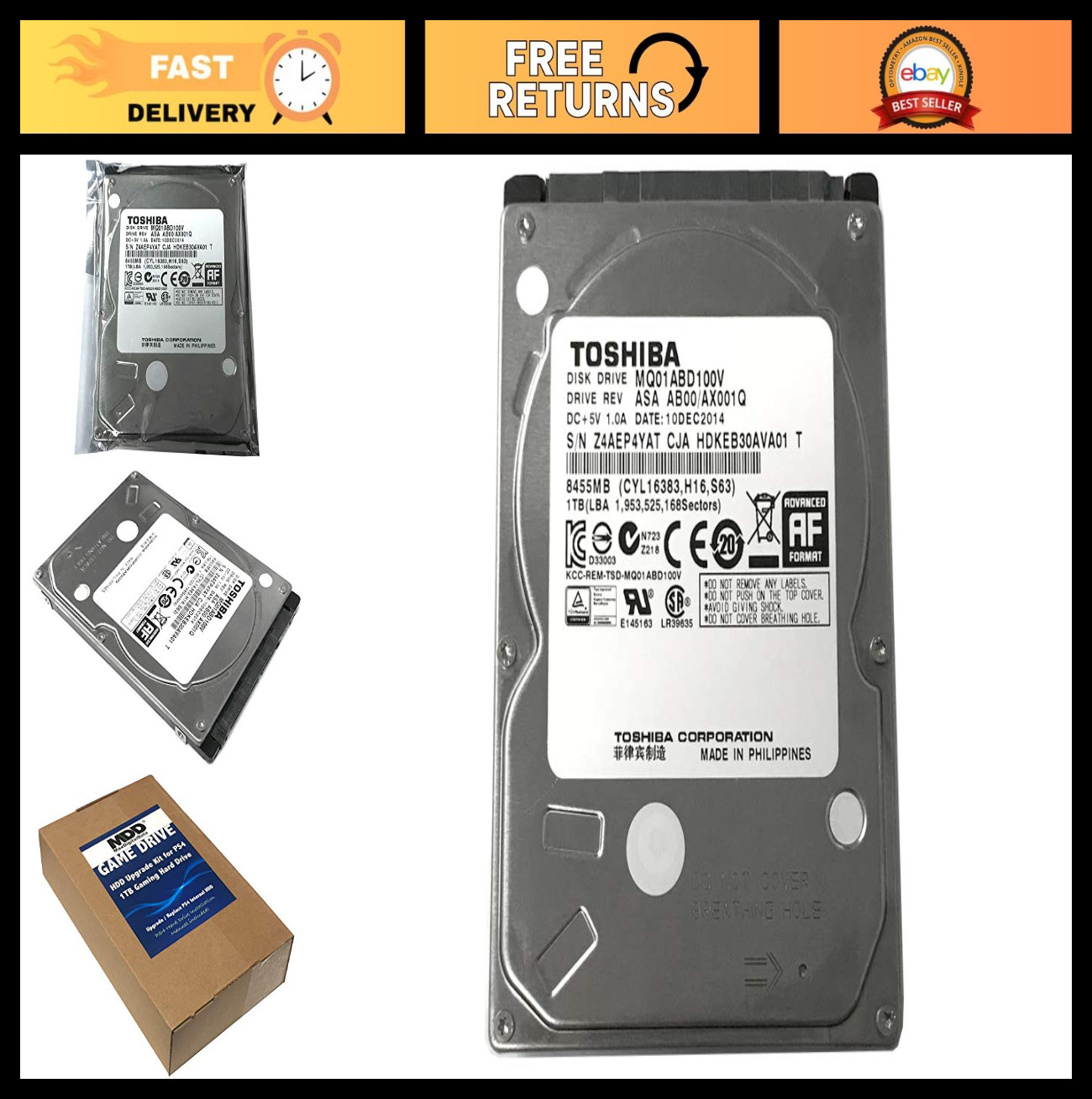 1TB 5400RPM SATA 2.5" Hard Drive for PS3/PS4 - 8MB Cache, 3 Year Warranty