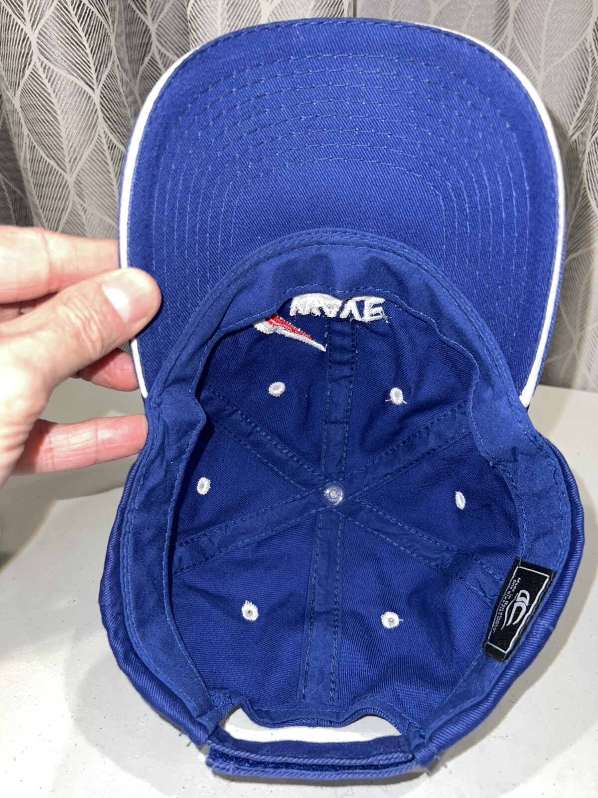 Wave Express Red White Logo on Navy BlueHat Cap Hook Loop One Cap Brand EUC