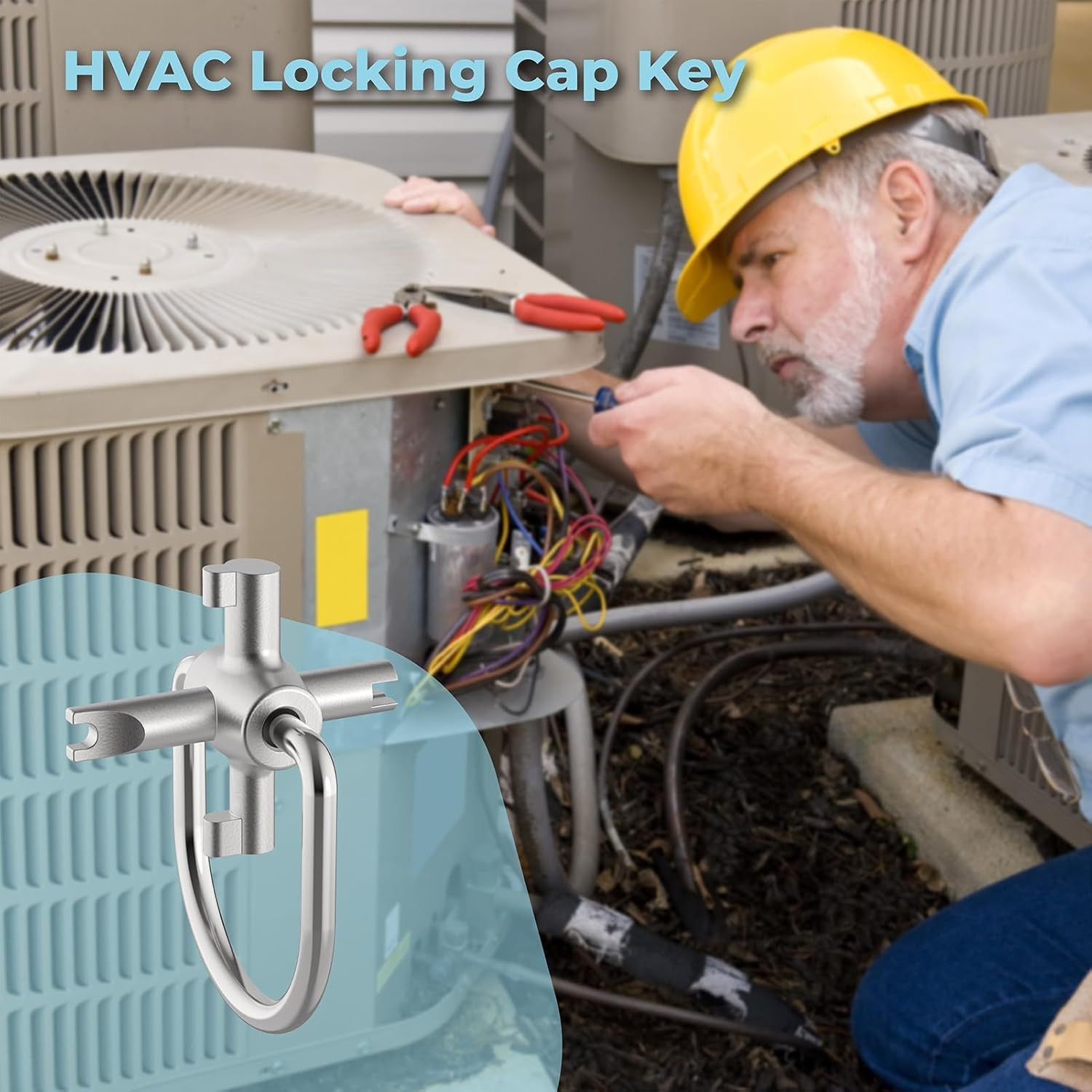 HVAC Locking Caps Key for 410A and R22 Refrigerant Safety Caps, for Installation