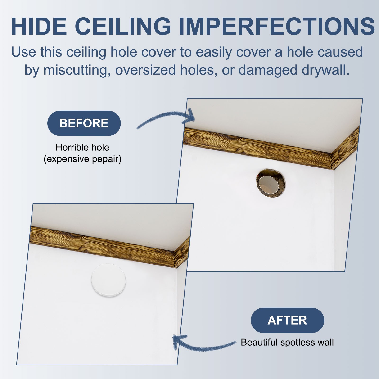 6Pcs 185mm/7.3" Round Ceiling Cover Plate, Cap Access Panel for 4.9-6.9", White