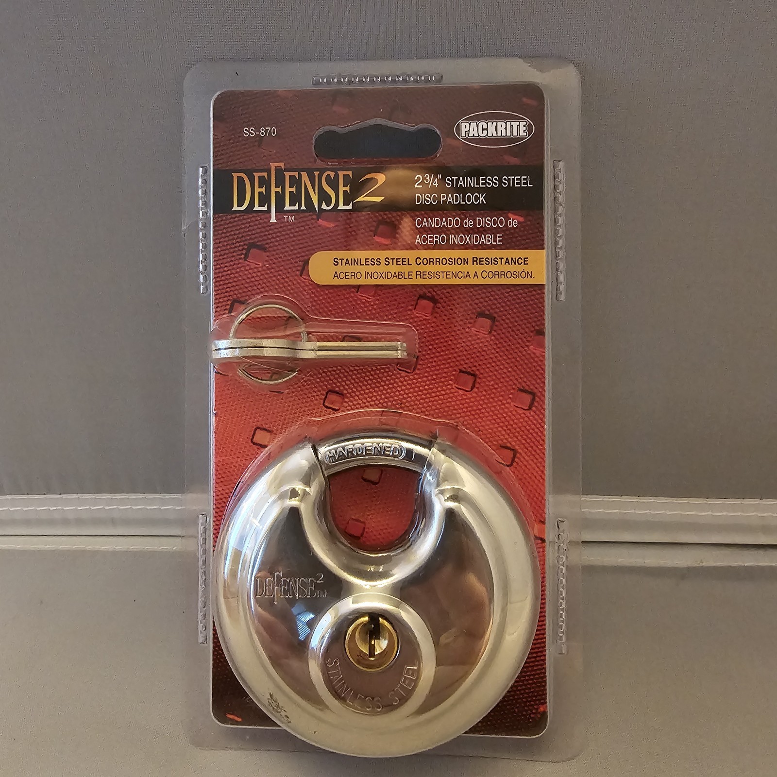 NEW Packrite Defense2 Stainless Steel Disc Padlocks 2-3/4" with Two Keys - New