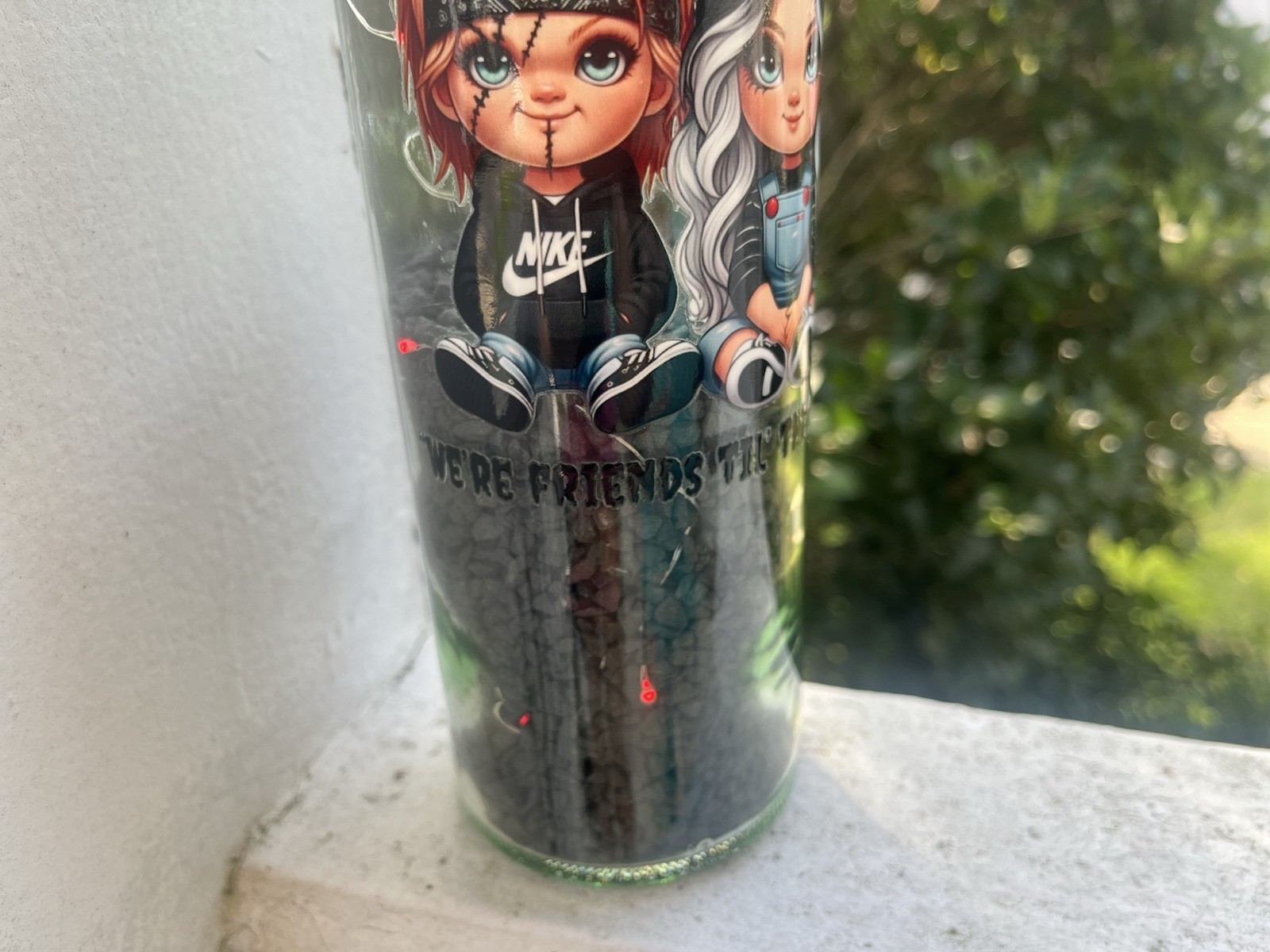 Lighted Wine Bottle Decor Chucky and Tiffany Halloween 2025
