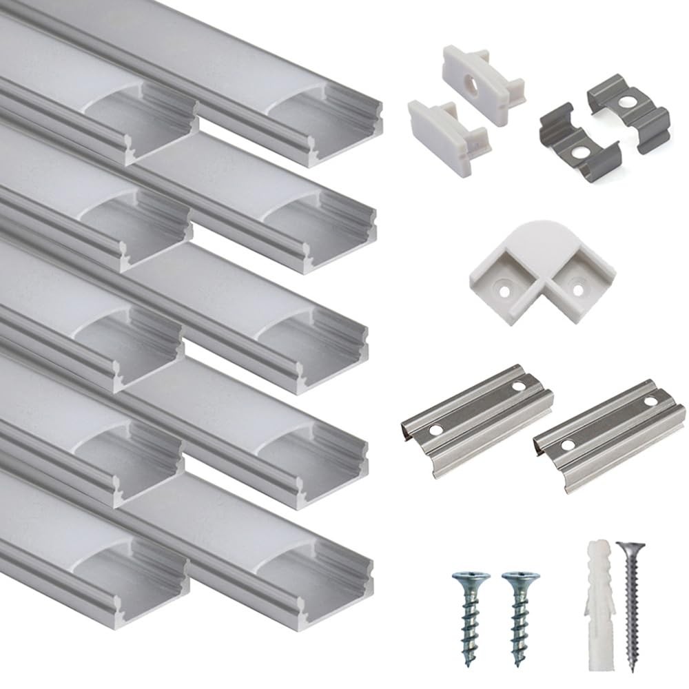 hunhun 10-Pack 3.3ft/1Meter U Shape LED Aluminum Channel 1 meter, Silver