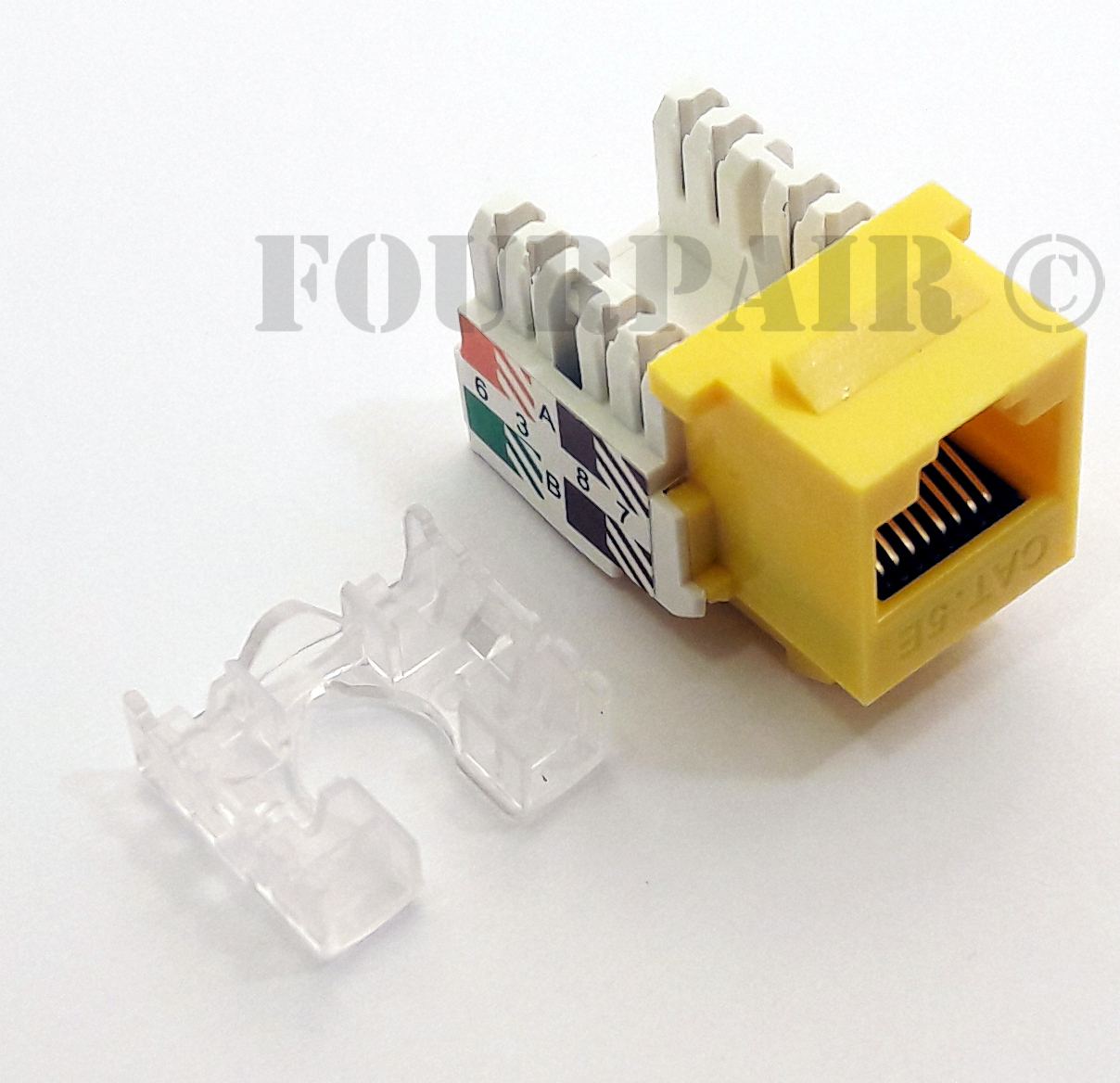 CAT5e Standard Keystone RJ45 110 Punch Down Keystone Modular Snap-In Jack Yellow