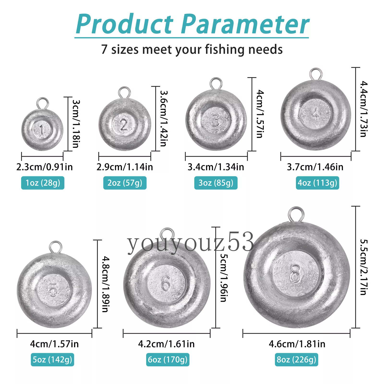 Fishing Disc Sinkers Coin Sinkers Fishing Weights Fishing Lead Weights 1oz-8oz