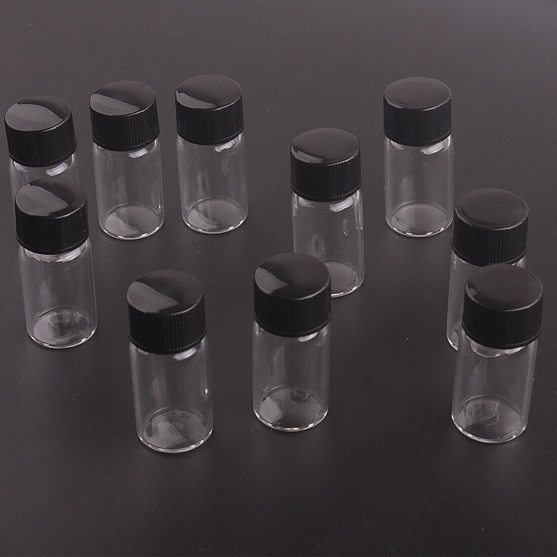 50pcs 3ml Mini Small Clear Glass Bottles Empty Sample Vials Jars with Screw Caps